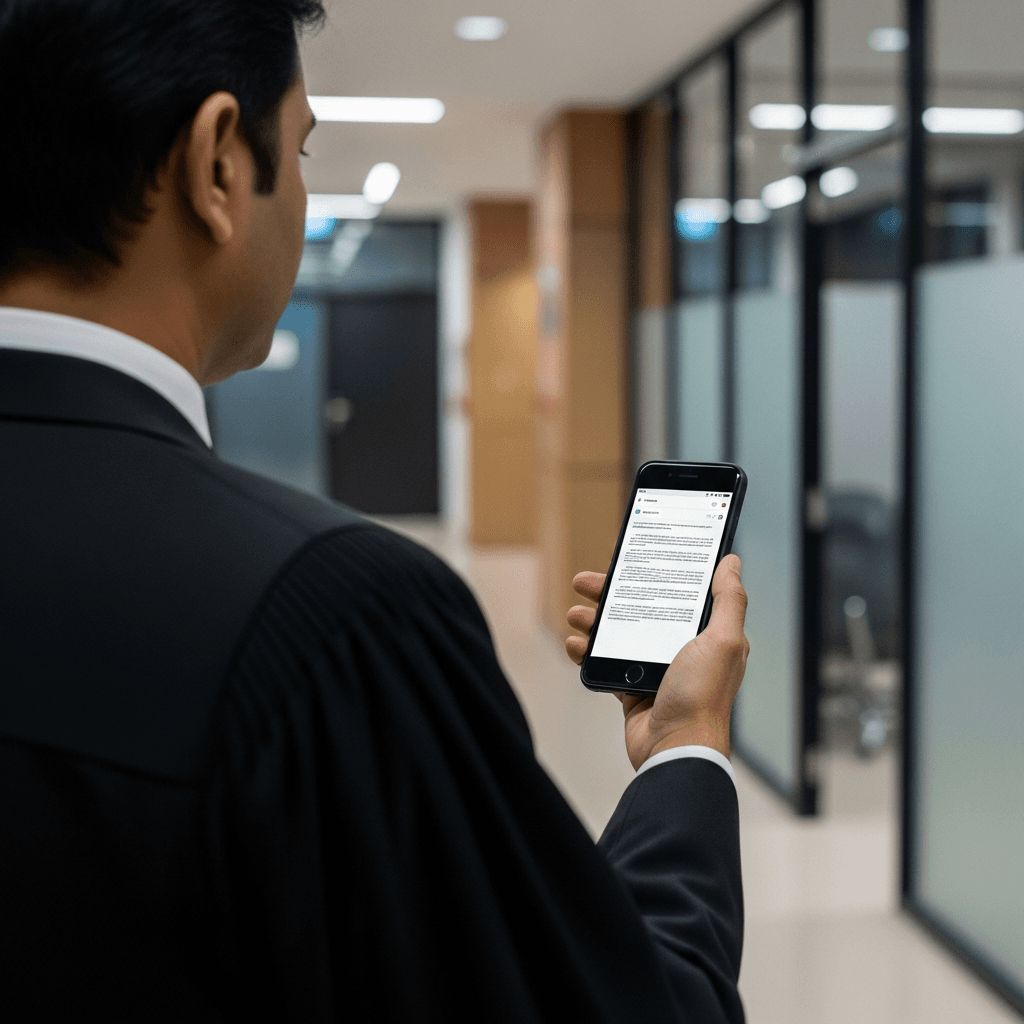 Lawyer using the MyAdvoMate mobile app